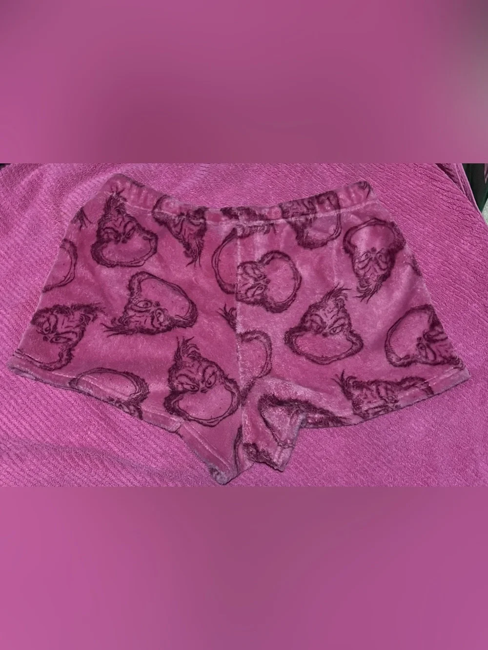 Brand new Plush Pink Women's Sleep Shorts with Grinch